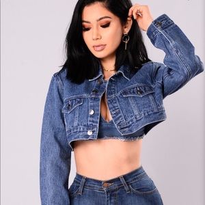 Fashion Nova Cropped Jeans Jacket NWT